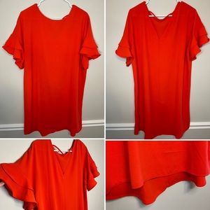 Maurices Tangerine Ruffle Sleeve Tunic/Dress